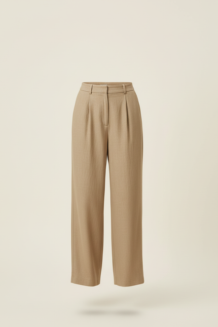 Pantalon Baggy Beige Lin Droit Fluide Élégant - vue 3