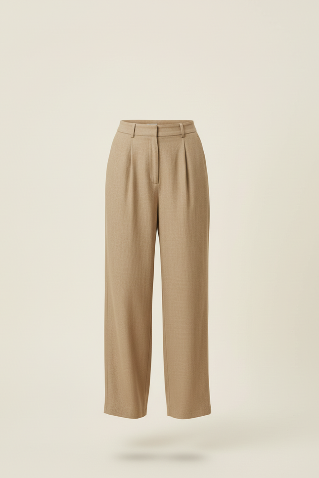 Pantalon Baggy Beige Lin Droit Fluide Élégant - vue 3