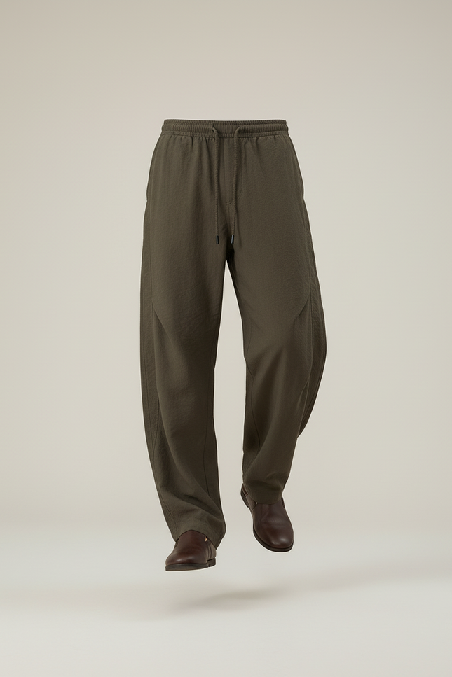 Pantalon Baggy Vert Olive Fluide Ample Décontracté - Kaki Lin - vue 3