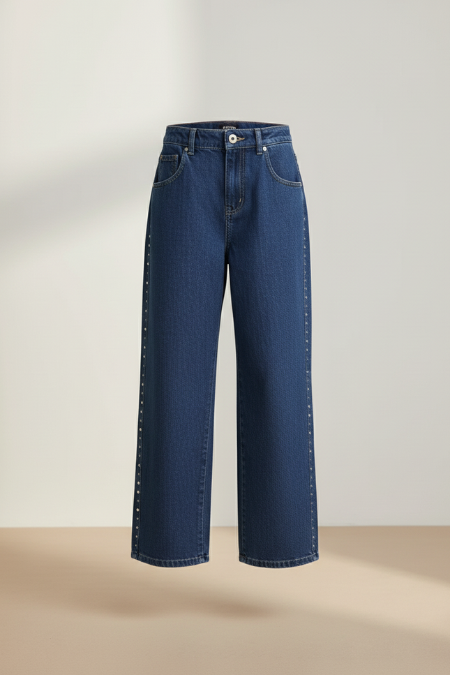 Pantalon Baggy Bleu Jean Ample Clous Enfants - vue 3