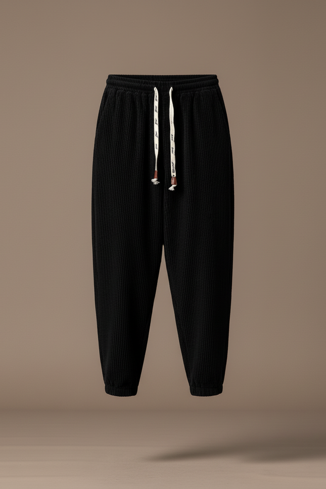 Pantalon Baggy Côtelé Noir Ample Sport Homme - Cordé - vue 3