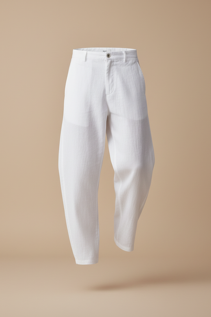 Pantalon Baggy Homme Blanc Toile - Lin - vue 3