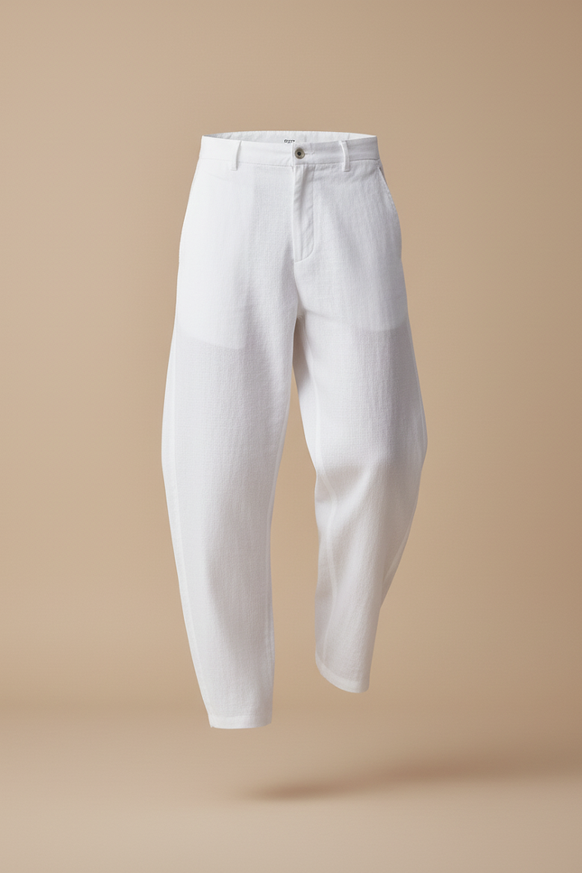 Pantalon Baggy Homme Blanc Toile - Lin - vue 3