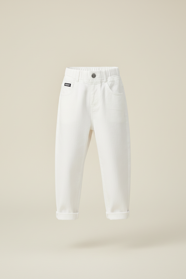 Pantalon Baggy Blanc Coton Ample Enfant Décontracté - vue 3