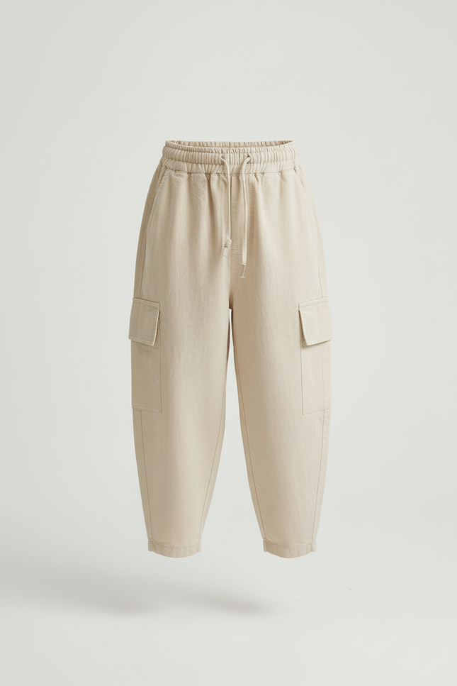 Pantalon Baggy Beige Cargo Coton Ample Enfant - vue 3
