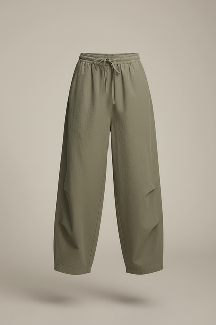Pantalon Baggy Vert Olive Ample Nylon Décontracté - Kaki Polyester - vue 3