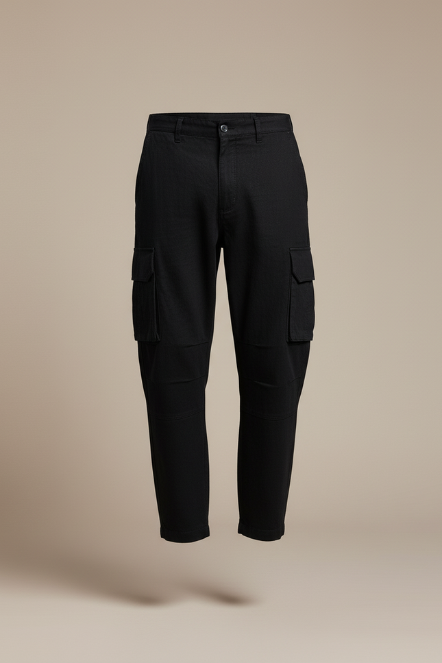 Pantalon Baggy Noir Coton Cargo Ample Décontracté Homme - Toile - vue 3