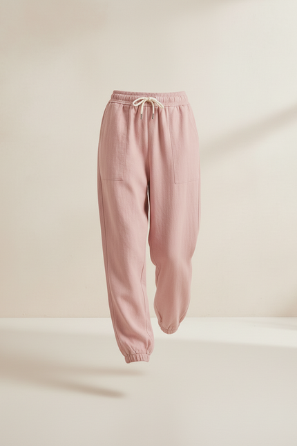 Pantalon Baggy Rose Fluide Cordon Décontracté Femme - Lin - vue 3