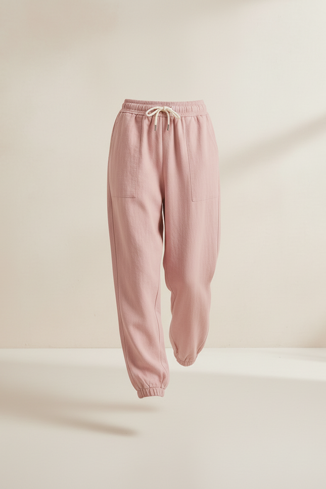 Pantalon Baggy Rose Fluide Cordon Décontracté Femme - Lin - vue 3