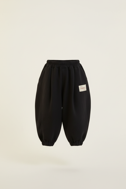 Pantalon Baggy Noir Ample Coton Élastique Décontracté Garçon - vue 3