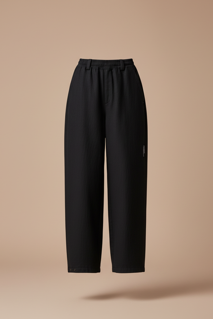 Pantalon Baggy Noir Ample Taille Élastique Fluide - Viscose - vue 3
