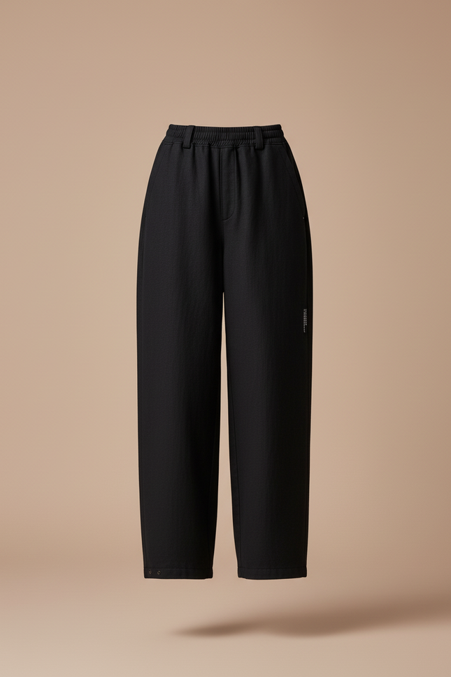 Pantalon Baggy Noir Ample Taille Élastique Fluide - Viscose - vue 3