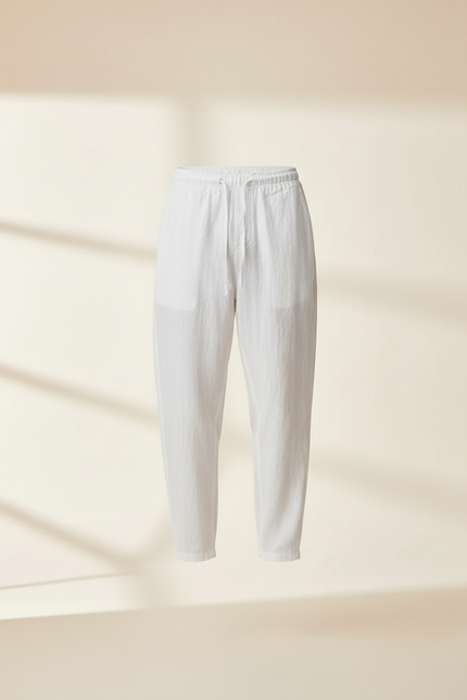 Pantalon Baggy Blanc Lin Léger Décontracté Homme - vue 3