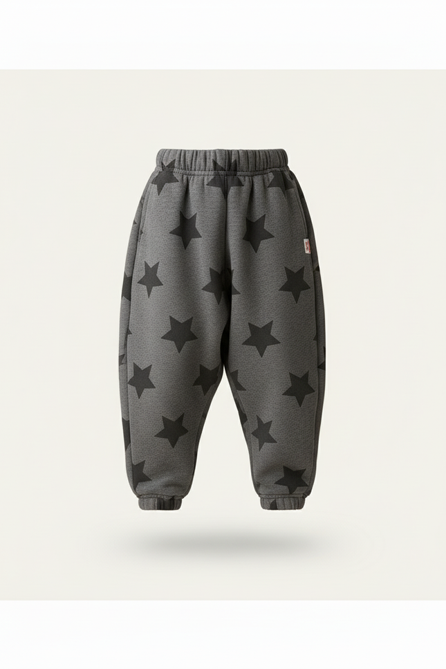 Pantalon Baggy Gris Étoiles Molleton Doux Enfant - vue 3