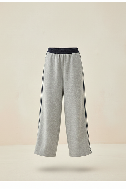 Pantalon Baggy Gris Ample Coton Rayures Enfant - Molleton - vue 3