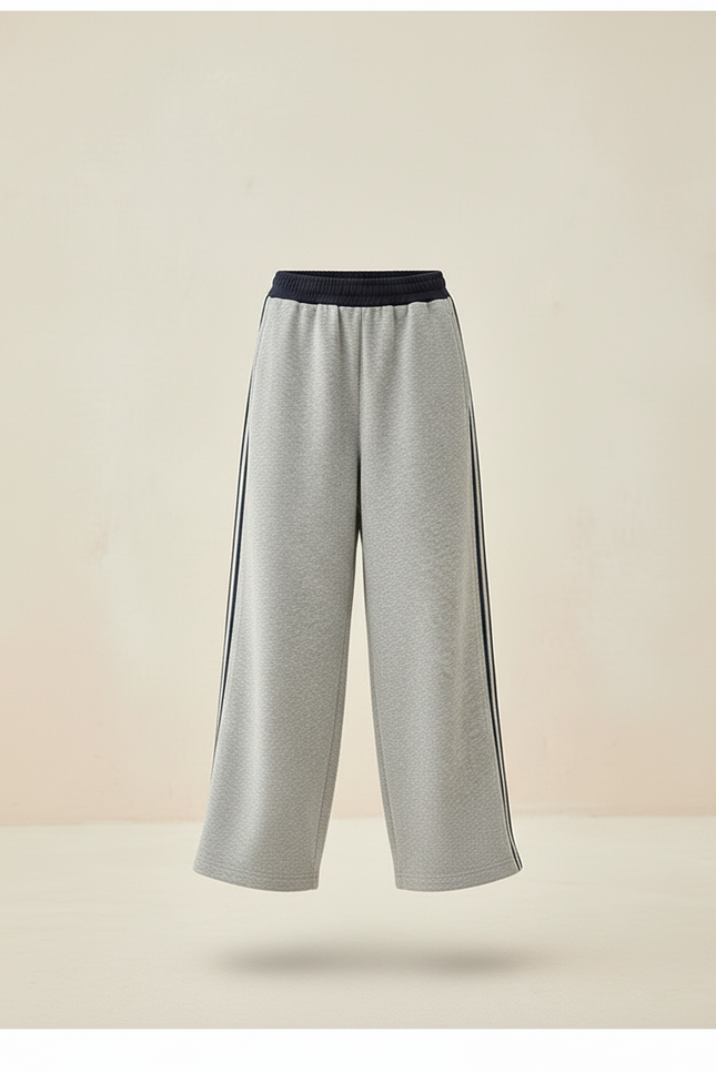 Pantalon Baggy Gris Ample Coton Rayures Enfant - Molleton - vue 3
