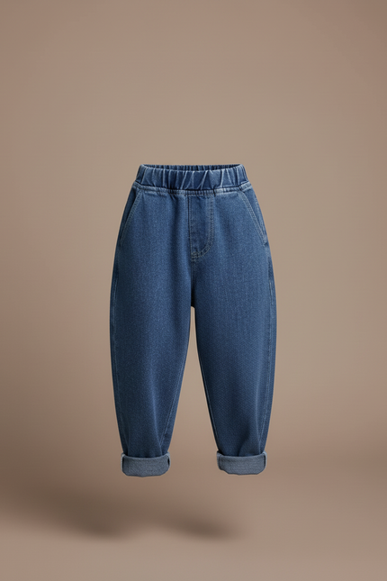 Pantalon Baggy Jean Bleu Ample Confortable Élastique - vue 3