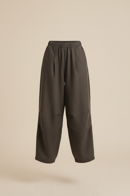 Pantalon Baggy Gris Ample Fluide Poches - Lin - vue 3