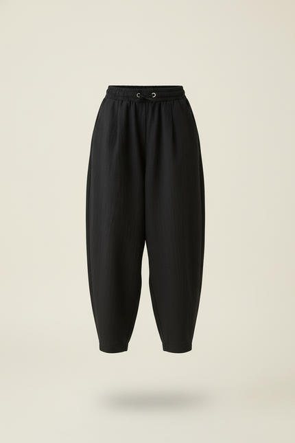 Pantalon Baggy Noir Lin Ample Décontracté Fille - vue 3