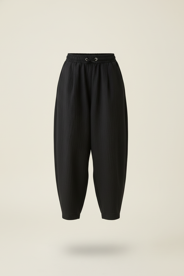 Pantalon Baggy Noir Lin Ample Décontracté Fille - vue 3
