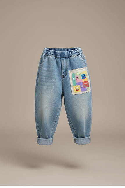 Pantalon Baggy Jean Bleu Décontracté Ample Cartoon Enfant - vue 3