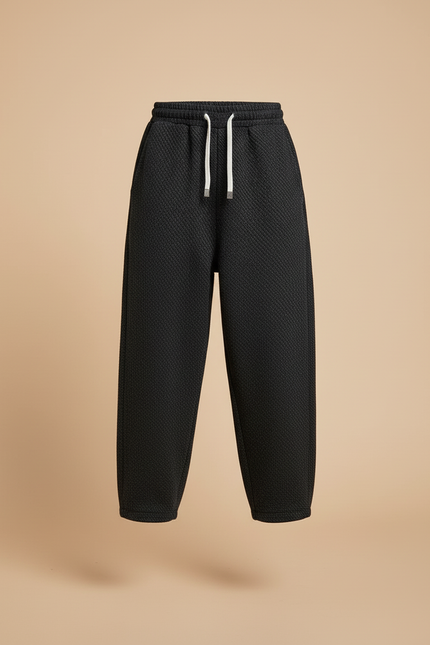 Pantalon Baggy Noir Texturé Ample Décontracté Enfant - Molleton - vue 3