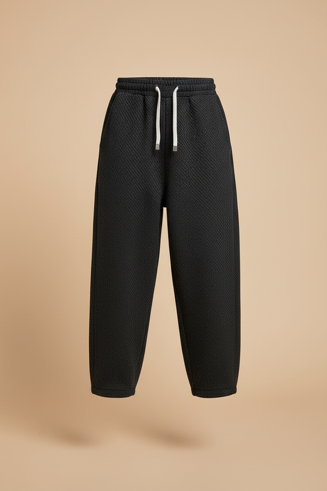 Pantalon Baggy Noir Texturé Ample Décontracté Enfant - Molleton - vue 3