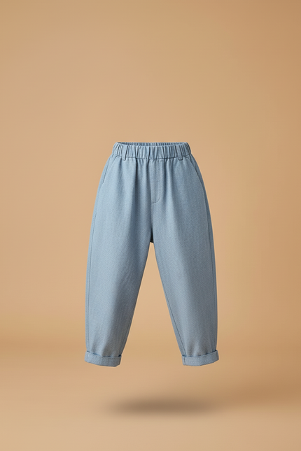 Pantalon Baggy Jean Bleu Clair Ample Confortable Enfant - vue 3
