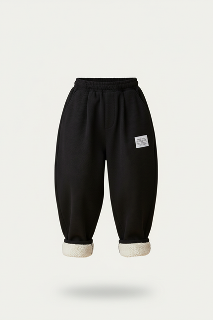 Pantalon Baggy Noir Ample Doublé Chaud Enfant - Molleton - vue 3