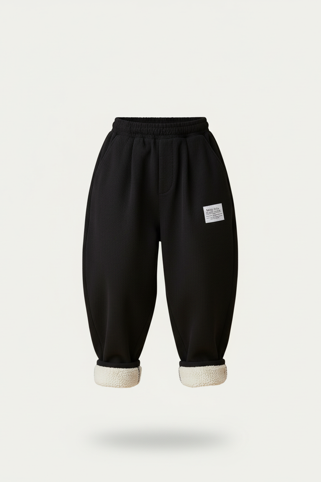 Pantalon Baggy Noir Ample Doublé Chaud Enfant - Molleton - vue 3