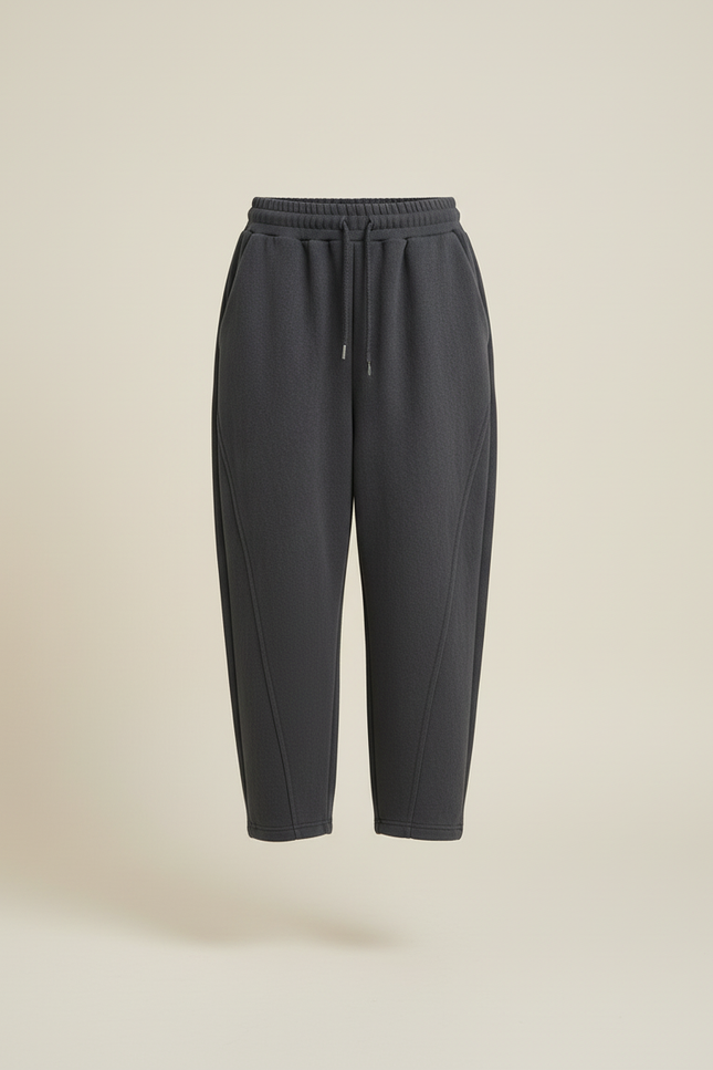 Pantalon Baggy Gris Foncé Ample Cordon Décontracté - Molleton - vue 3