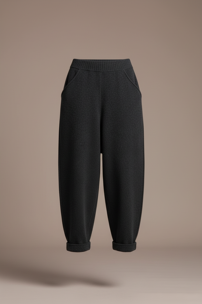 Pantalon Baggy Laine Chaud Tricoté Hiver Femme - Gris - vue 3