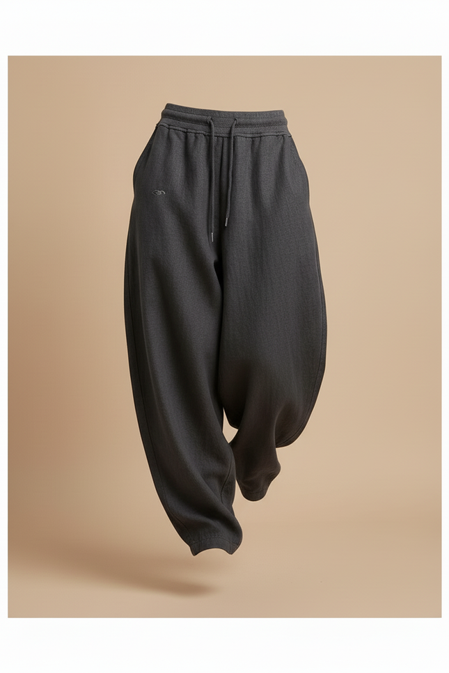 Pantalon Baggy Gris Coton Ample Cordon Décontracté Femme - Molleton - vue 3