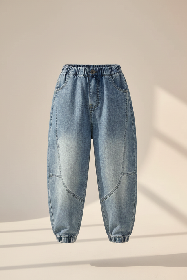 Pantalon Baggy Jean Bleu Clair Ample Coton Enfant - vue 3