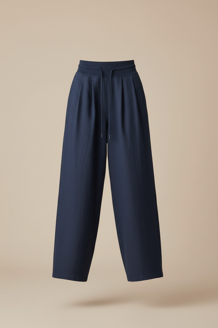 Pantalon Baggy Bleu Marine Fluide Ample Décontracté - Lin - vue 3