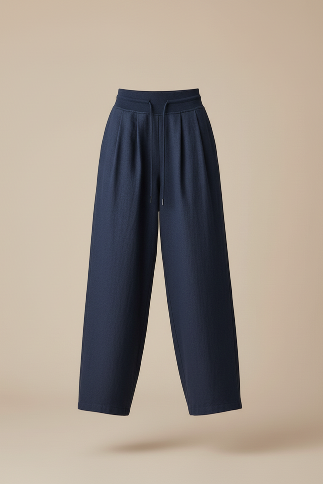 Pantalon Baggy Bleu Marine Fluide Ample Décontracté - Lin - vue 3