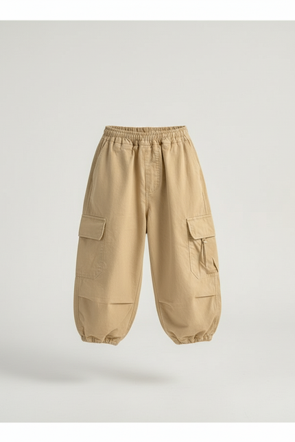 Pantalon Baggy Beige Ample Cargo Décontracté Garçon - Toile - vue 3