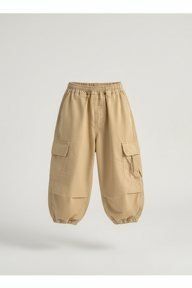 Pantalon Baggy Beige Ample Cargo Décontracté Garçon - Toile - vue 3