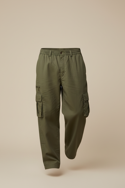 Pantalon Baggy Kaki Cargo Ample Coton Homme - vue 3