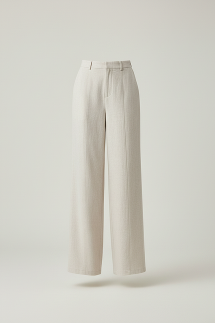 Pantalon Baggy Beige Ample Lin Décontracté Fluide - vue 3