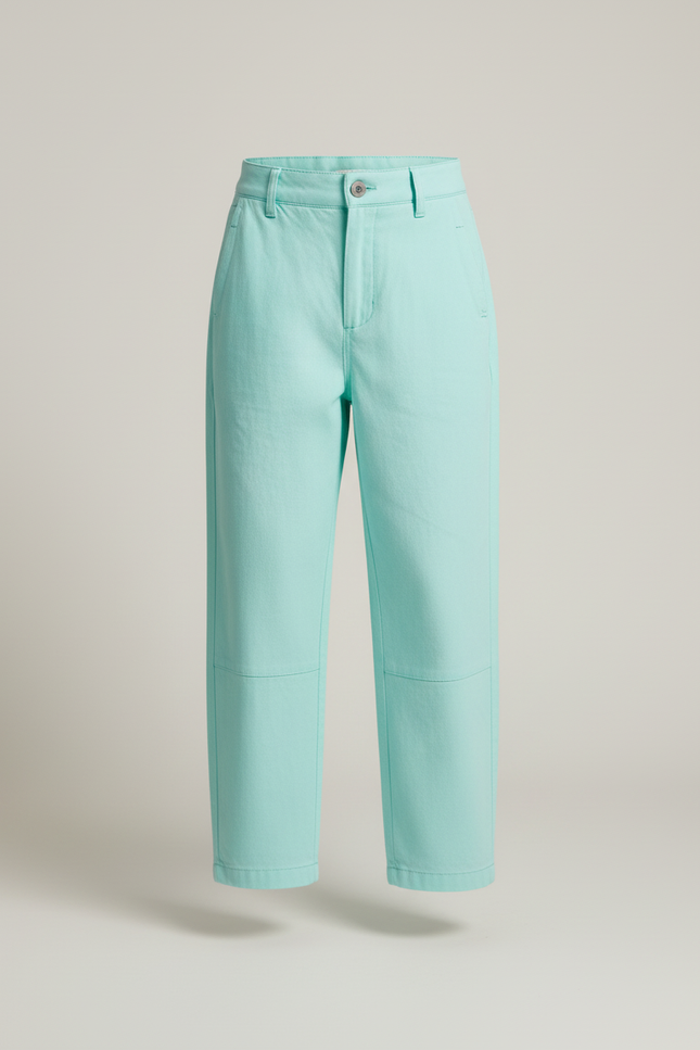 Pantalon Baggy Vert Menthe Ample Décontracté Coton Enfant - vue 3