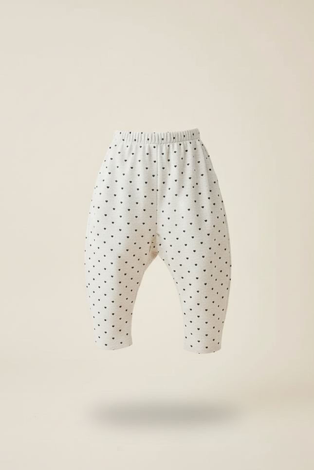 Pantalon Baggy Cœurs Gris Ample Décontracté Enfant - Molleton - vue 3