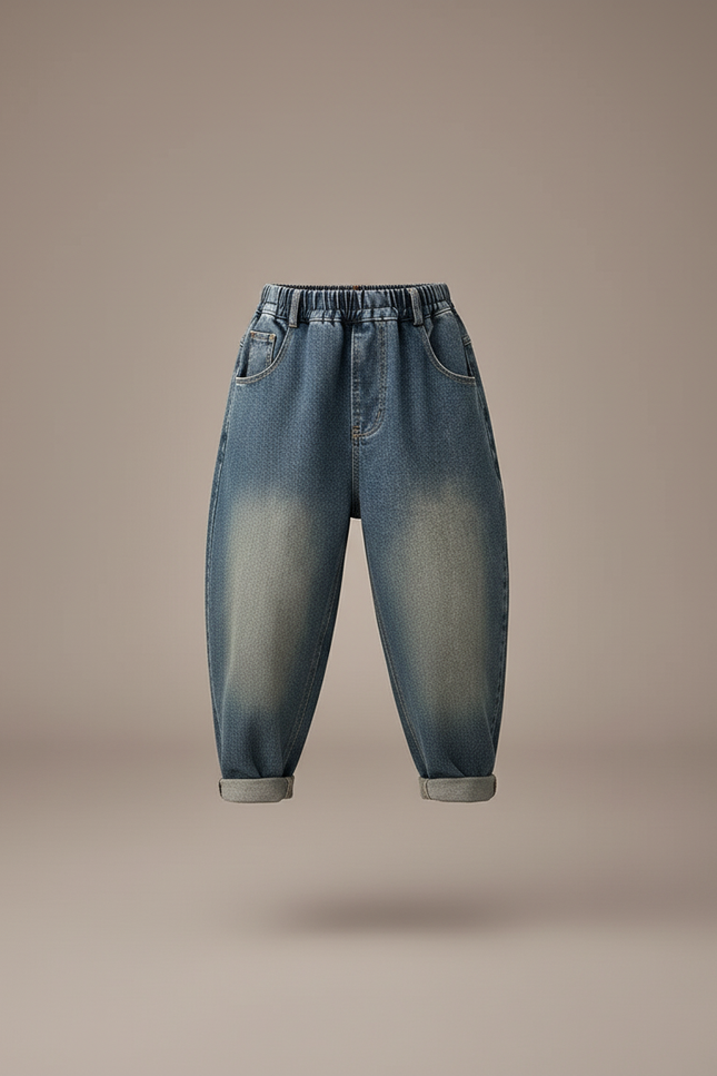 Pantalon Baggy Jean Ample Dégradé Enfant Décontracté - Bleu - vue 3