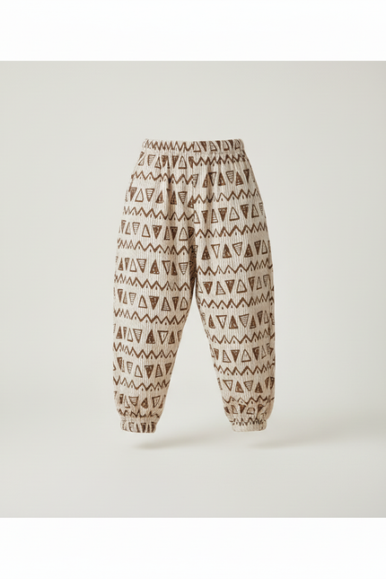 Pantalon Baggy Beige Motifs Géométriques Ample Enfant - Coton - vue 3