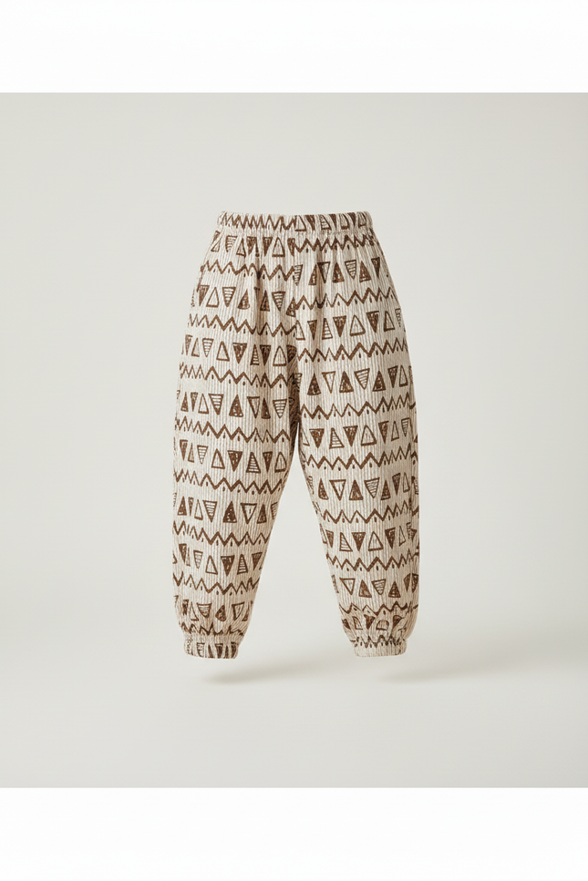 Pantalon Baggy Beige Motifs Géométriques Ample Enfant - Coton - vue 3