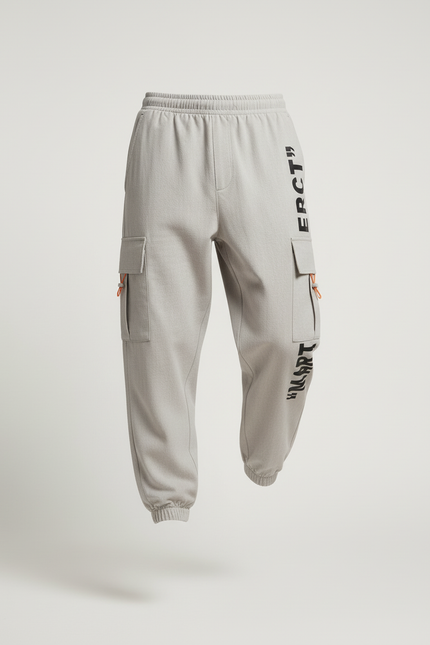Pantalon Baggy Gris Cargo Ample Impression Décontracté Homme - Toile - vue 3