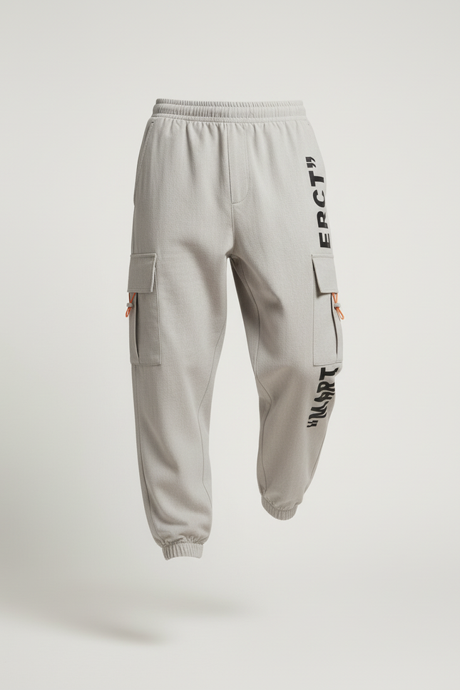 Pantalon Baggy Gris Cargo Ample Impression Décontracté Homme - Toile - vue 3