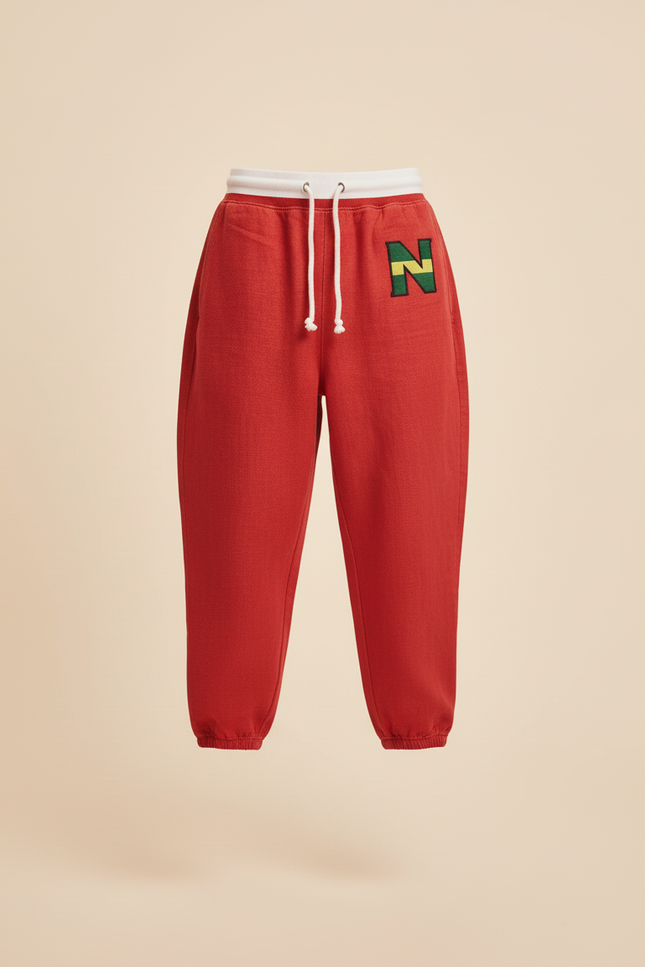 Pantalon Baggy Rouge Ample Cordon Brodé Enfant - Lin - vue 3