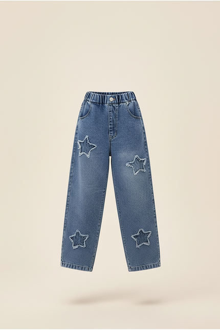 Pantalon Baggy Denim Bleu Étoiles Ample Enfant - Jean - vue 3