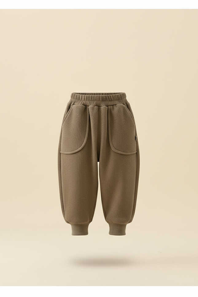 Pantalon Baggy Kaki Molleton Ample Confortable Enfant - vue 3